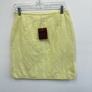 Trademark Quilted Aspasia Pencil Skirt in Lemonade Yellow Linen Blend Size 6